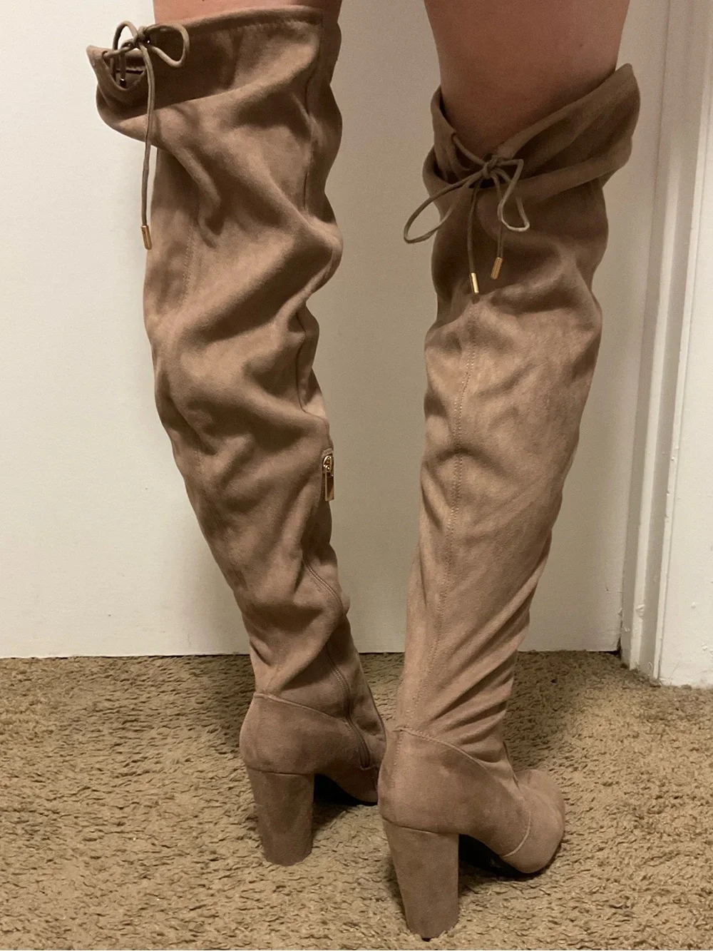 Fashion Nova “Suede” Thigh Hi Boots Taupe size 8